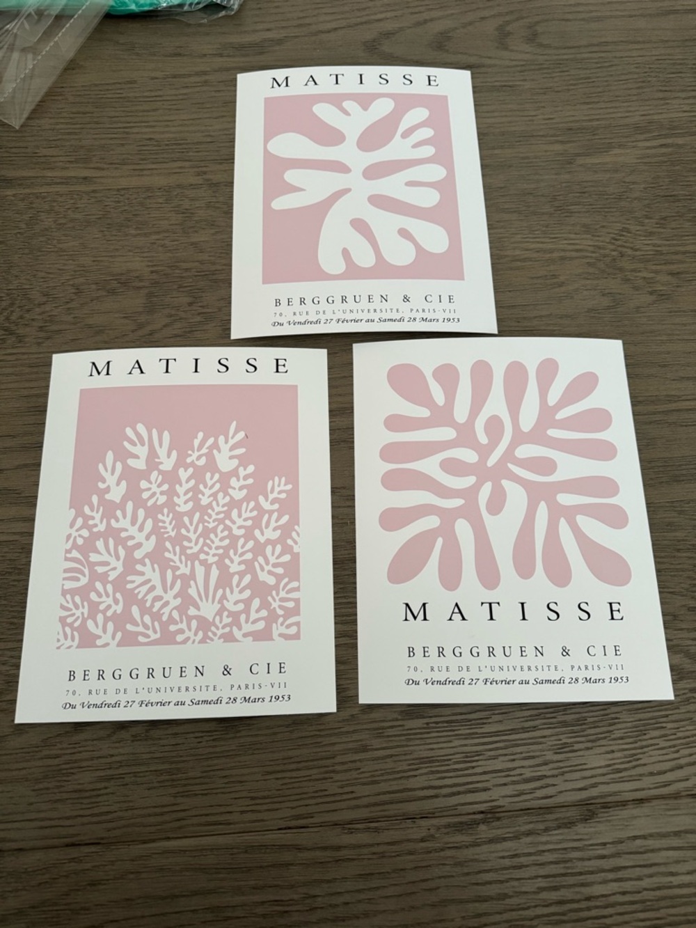 Set of 3 Matisse giclee prints pink size 8x1 Brand New